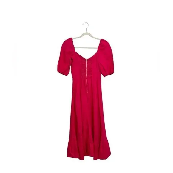 Reformation Belgium Corvette Pink Linen Midi Dress -  threedaughtersproperties.com